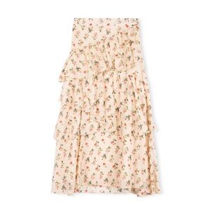 Junees Magnetic WHITE BASE FLORAL MIDI SKIRT